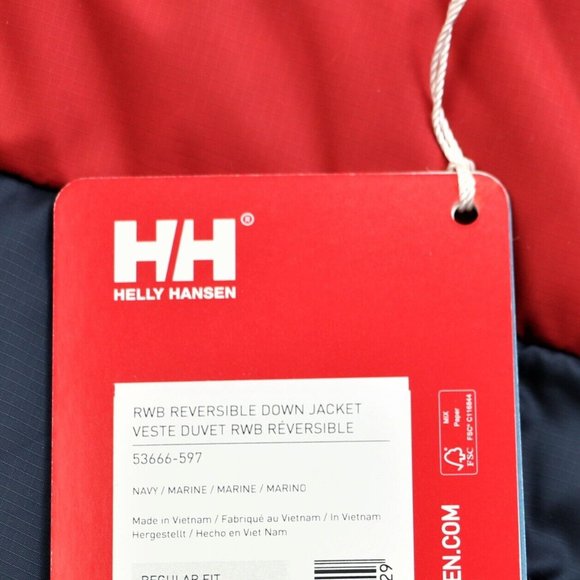 New HELLY HANSEN RWB Reversible Down Jacket Men's Size Large PrimaLoft HH - Picture 7 of 16